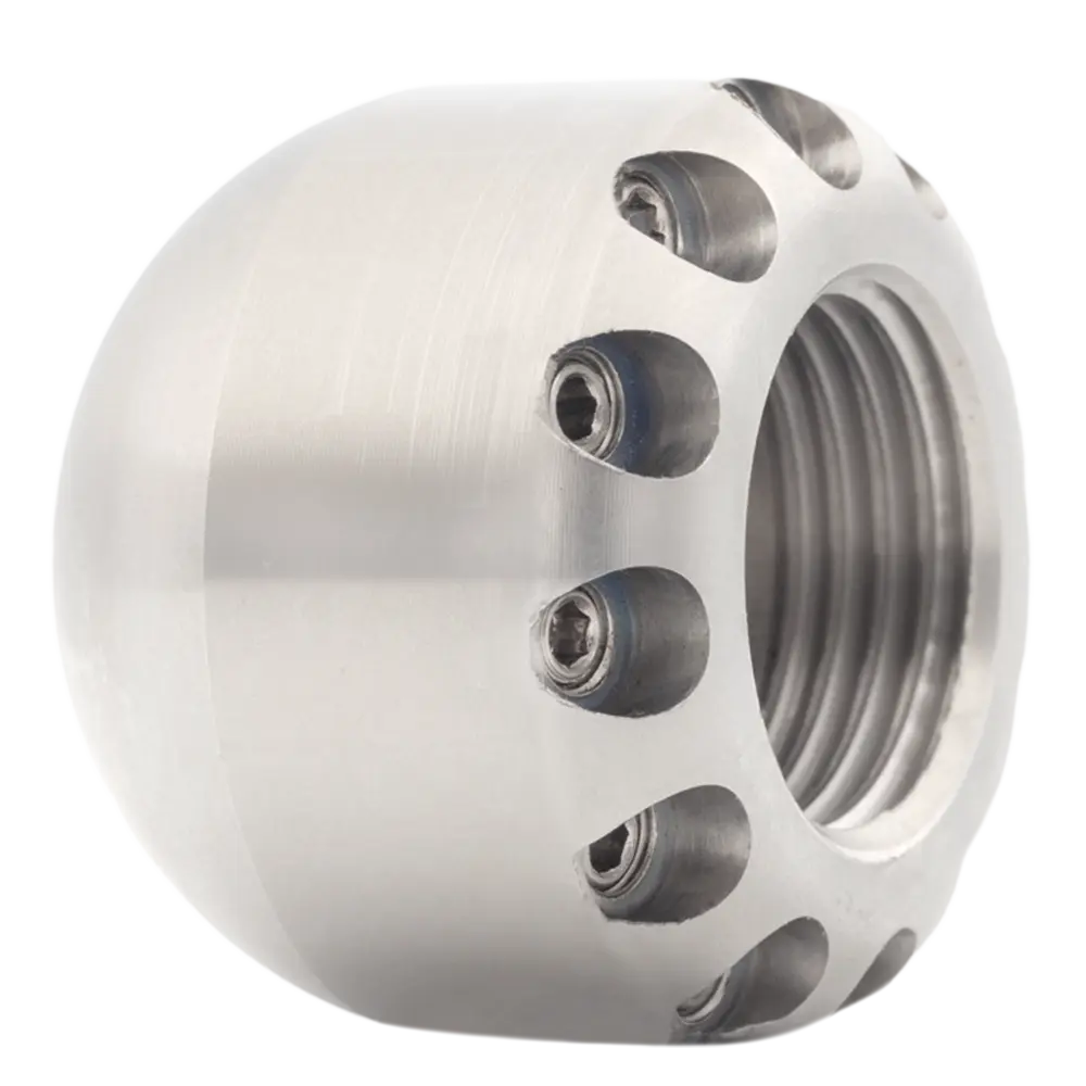 Achterzijde van de 1/2 inch Button nozzle met 12 stralen voor een gelijkmatige waterverdeling en spoelkracht.