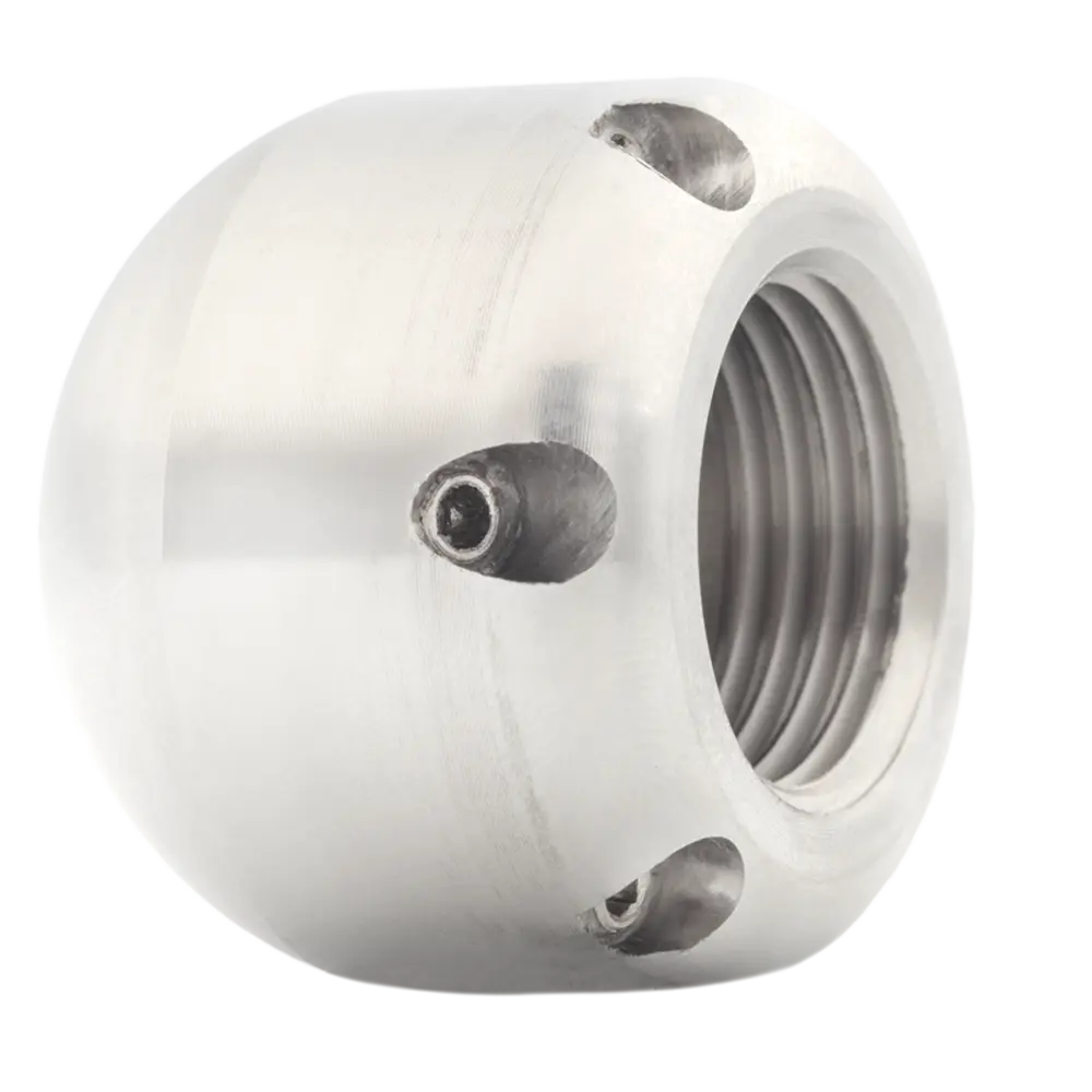 Achterzijde van de 1/2 inch Mixed Open Button nozzle met geoptimaliseerde stralen voor voortstuwing en reiniging.