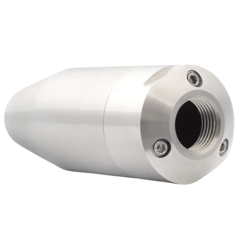 Achterzijde van de Alien Turbo 1/2 inch rioolnozzle met versterkte straalconfiguratie voor maximale power.