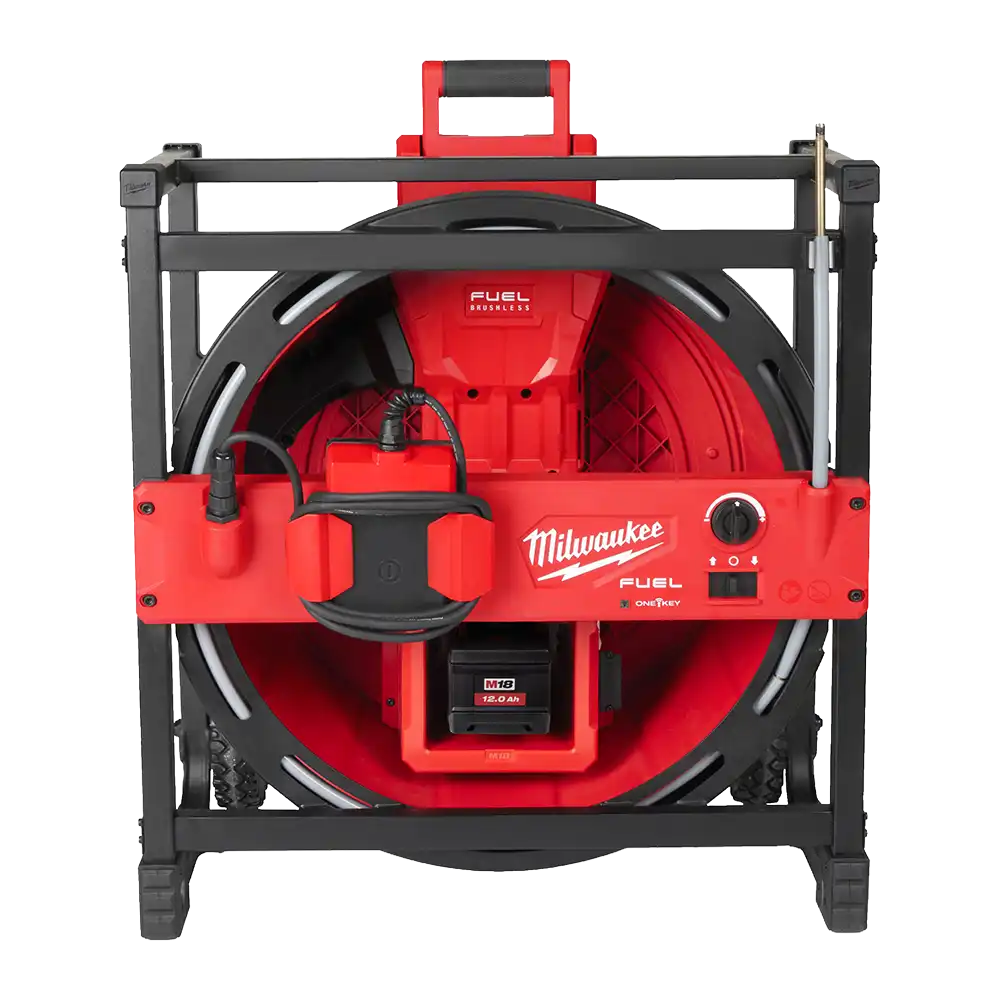 Milwaukee M18 FUEL hoge snelheid rioolreinigingsmachine voor professionele wand-tot-wand reiniging van afvoeren tot 110 mm.