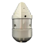 ADS Avanti roterende rioolnozzle met verwisselbare DEK-inserts voor effectieve ontvetting en wandreiniging.