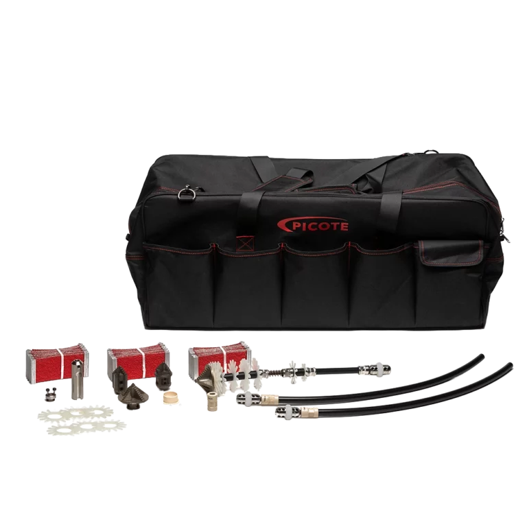 Picote Pro Cutting Kit voor DN70 leidingen met 8mm as; ideale gereedschapsset voor het reinigen van verticale standleidingen.